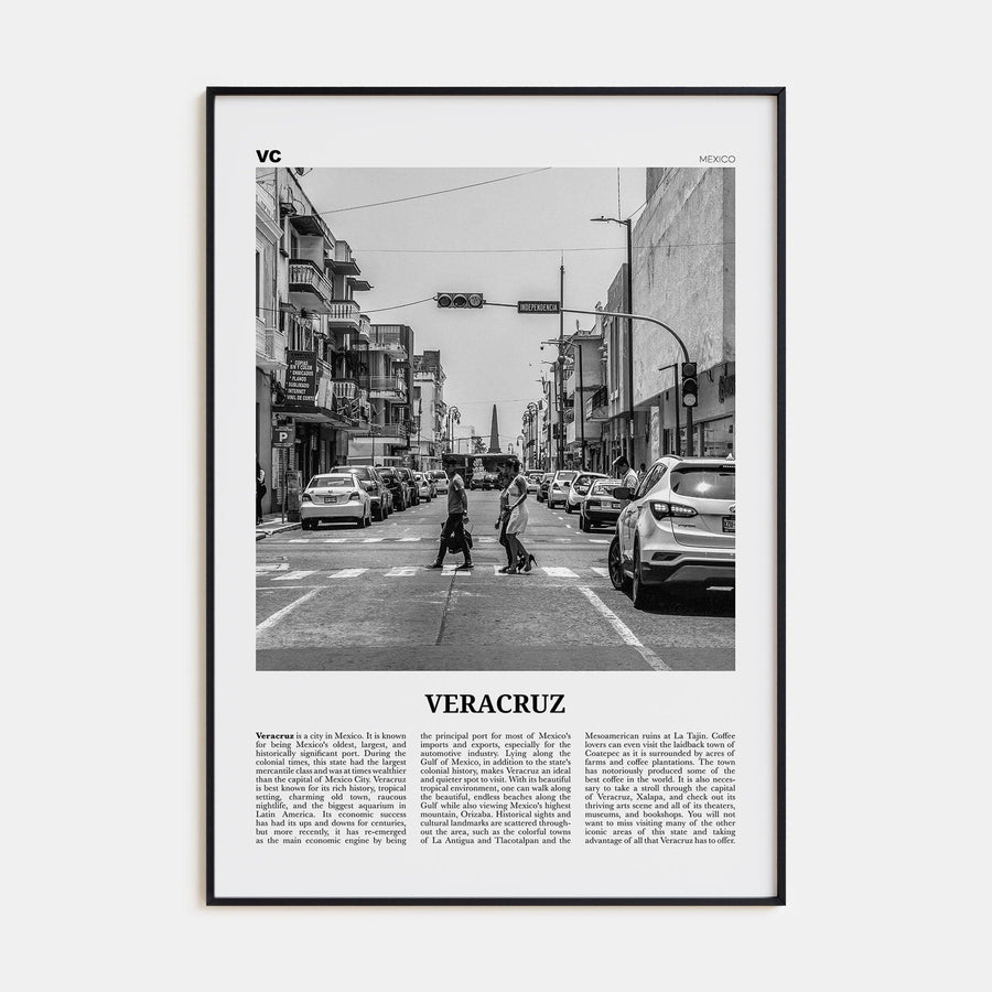 Veracruz Poster Black Metal / 8x12 in Nbourhood Travel B&W Poster