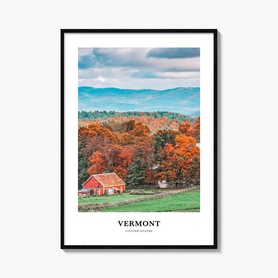 Vermont no. 1 colorful classic poster of United States – vertical wall art, unframed print shown in interior mockup