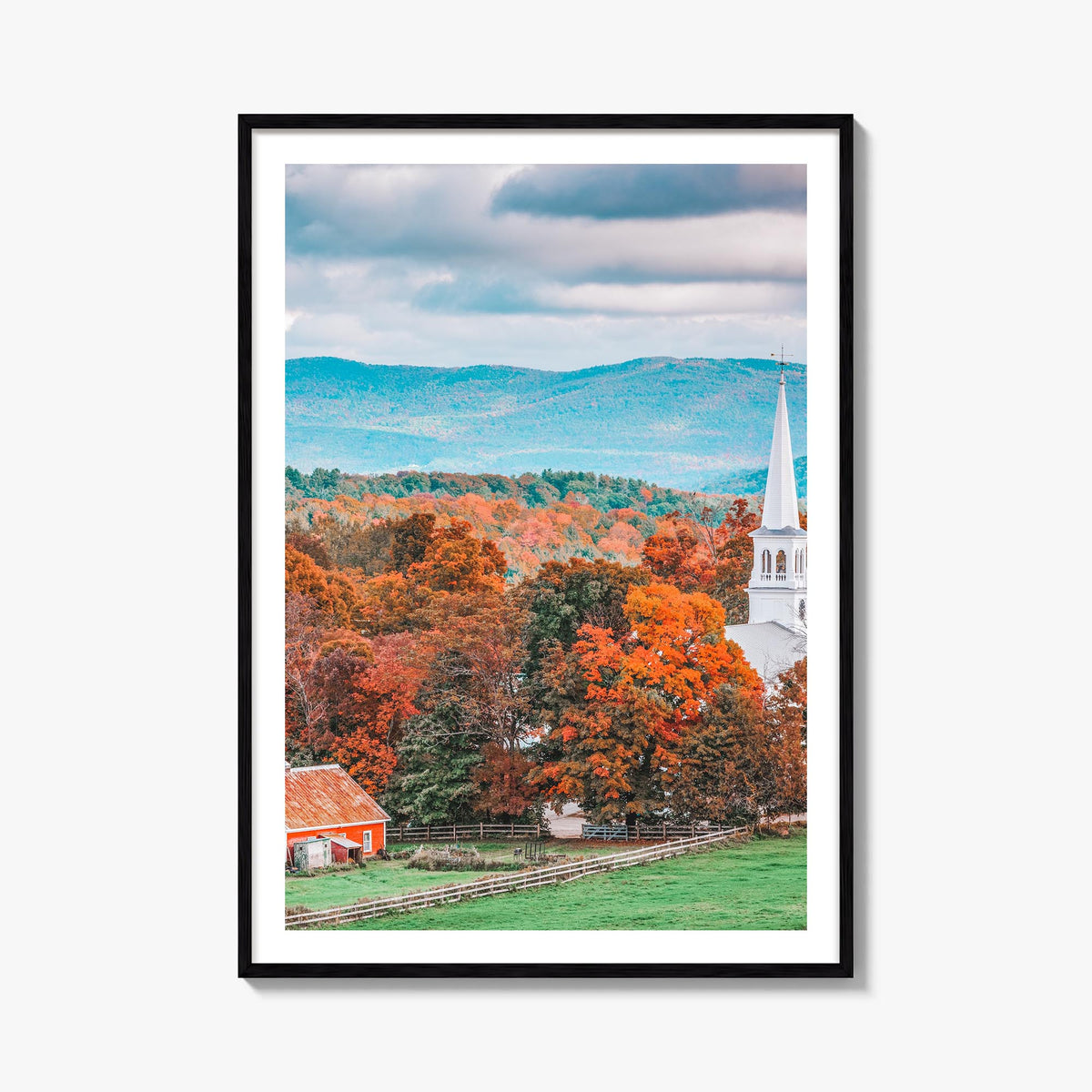 Vermont no. 1 colorful photo poster of United States – vertical wall art, unframed print shown in interior mockup