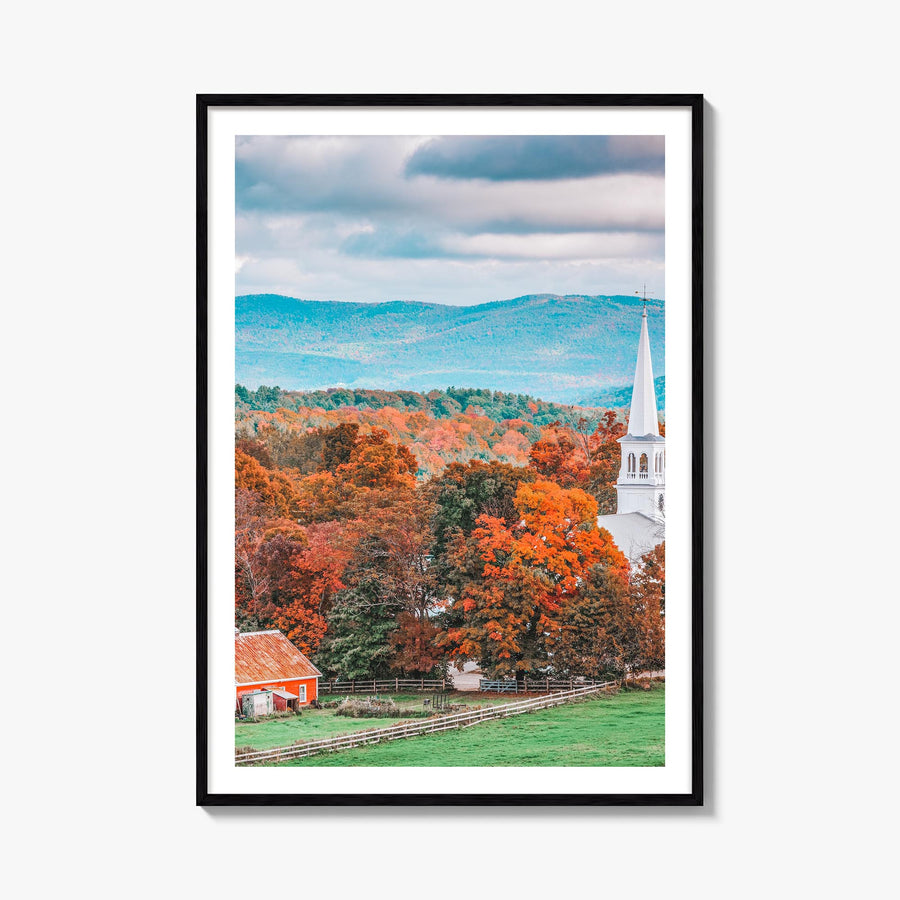 Vermont no. 1 colorful photo poster of United States – vertical wall art, unframed print shown in interior mockup