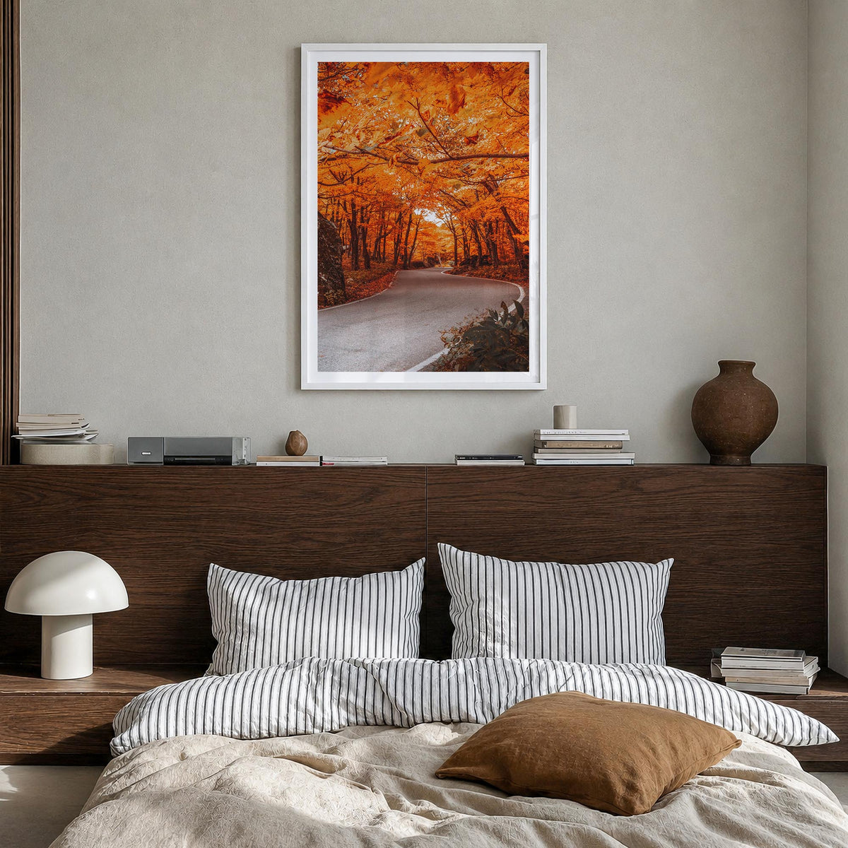 Vermont no. 2 colorful photo poster of United States – vertical wall art in white wood frame with white border, hanging on wa