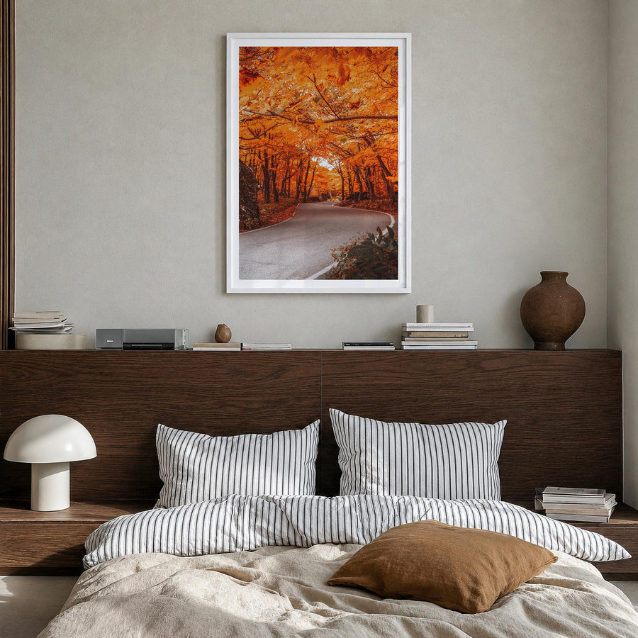 Vermont no. 2 colorful photo poster of United States – vertical wall art in white wood frame with white border, hanging on wa