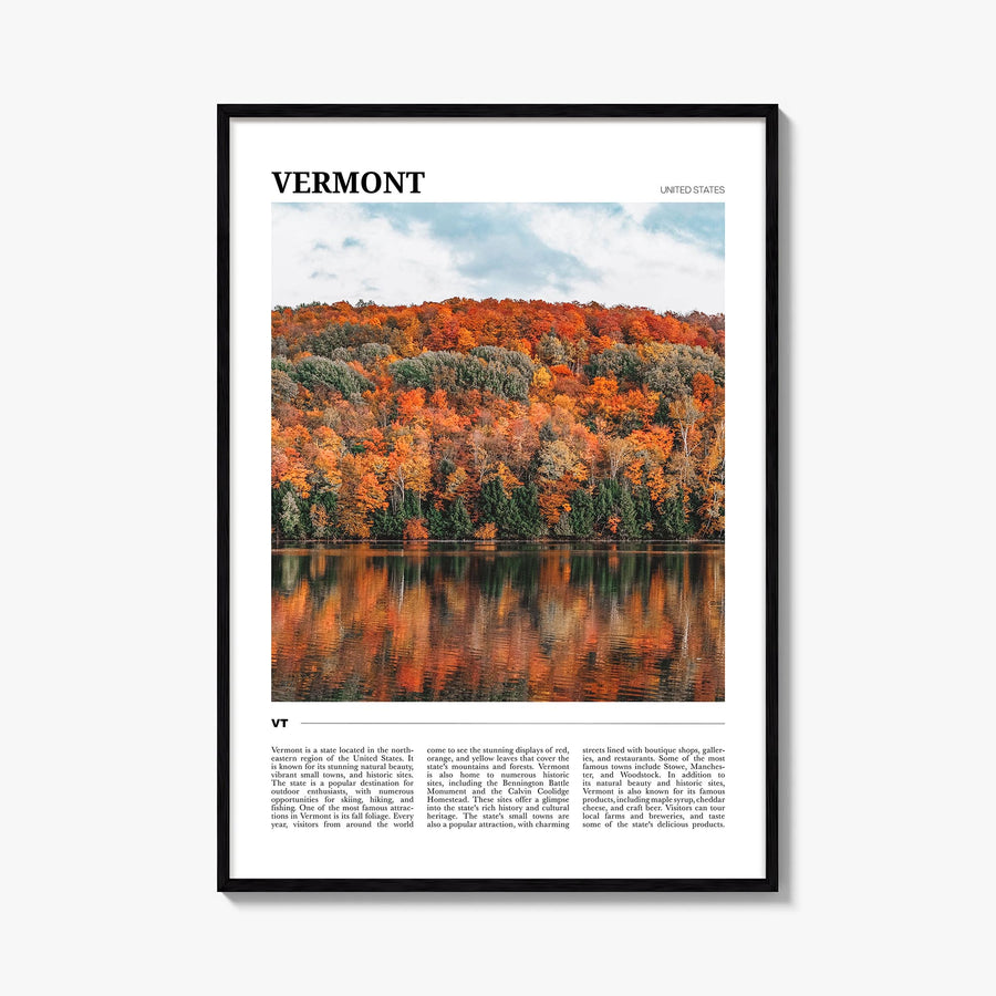 Vermont no. 3 colorful travel poster of United States – vertical wall art, unframed print shown in interior mockup