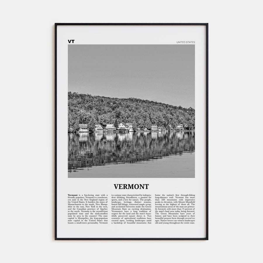 Vermont No 3 Poster Black Metal / 8x12 in Nbourhood Travel B&W Poster