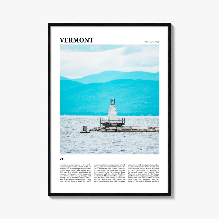 Vermont no. 4 colorful travel poster of United States – vertical wall art, unframed print shown in interior mockup