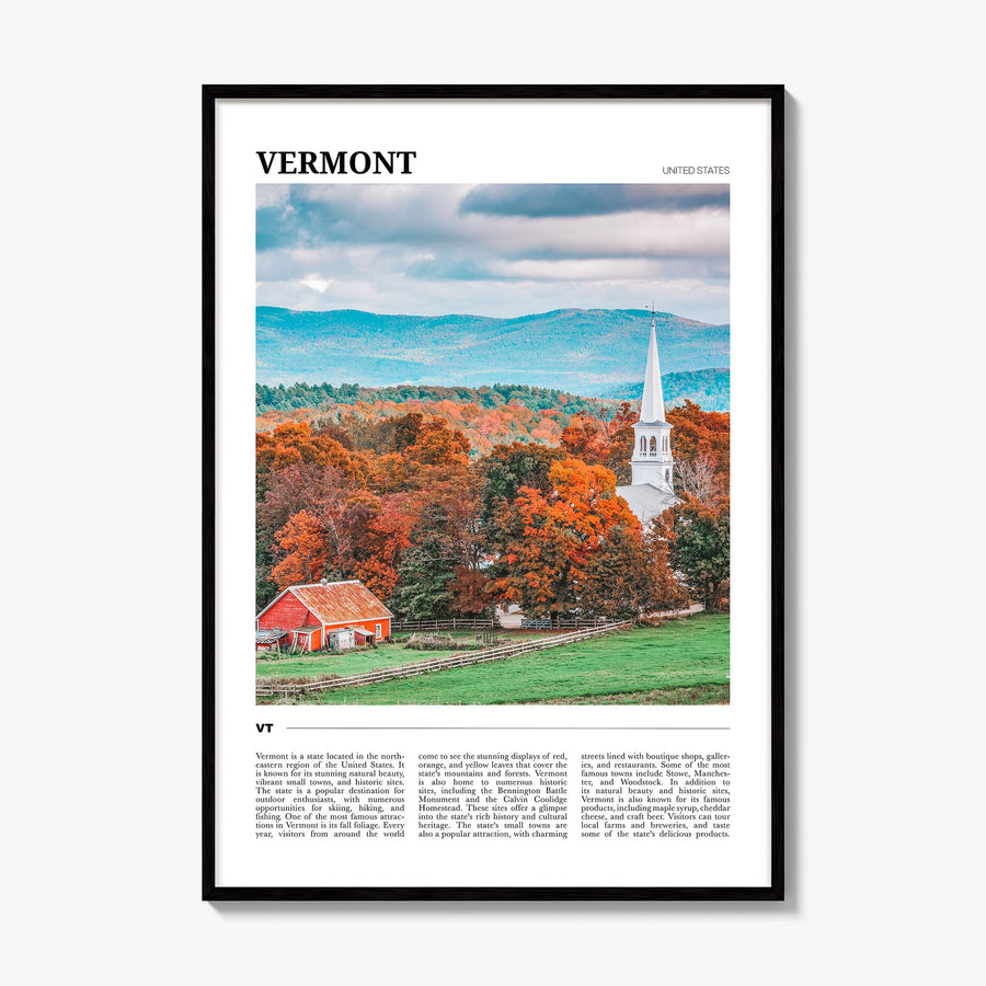 Vermont Travel No 1 Poster, framed poster mockup