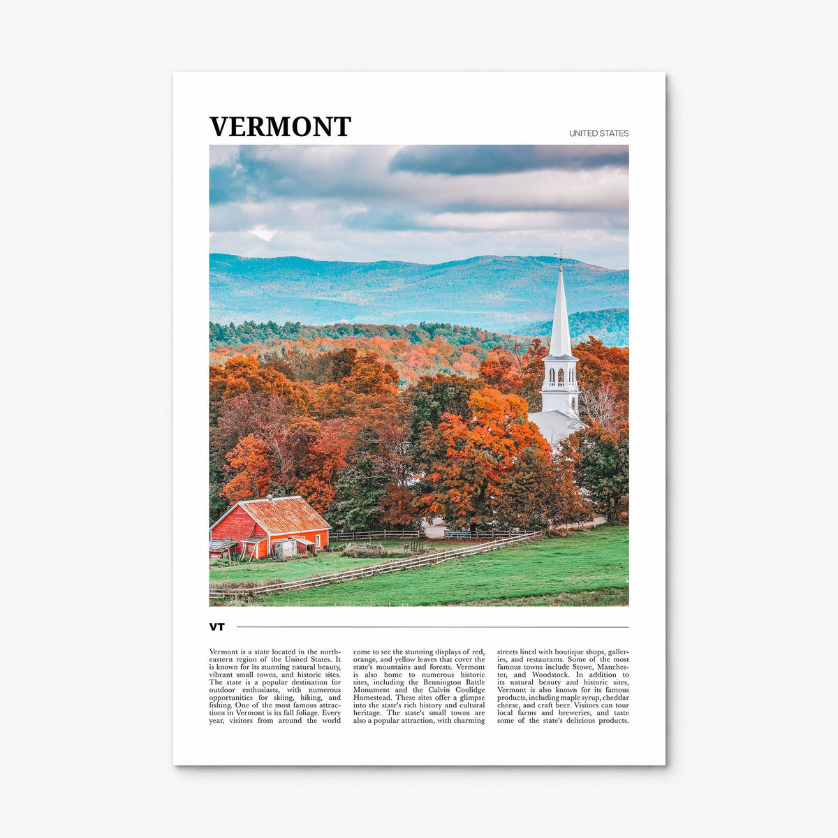 Vermont Travel No 1 Poster, print only (unframed)