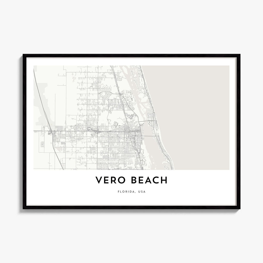 Vero Beach Map Poster, framed poster mockup