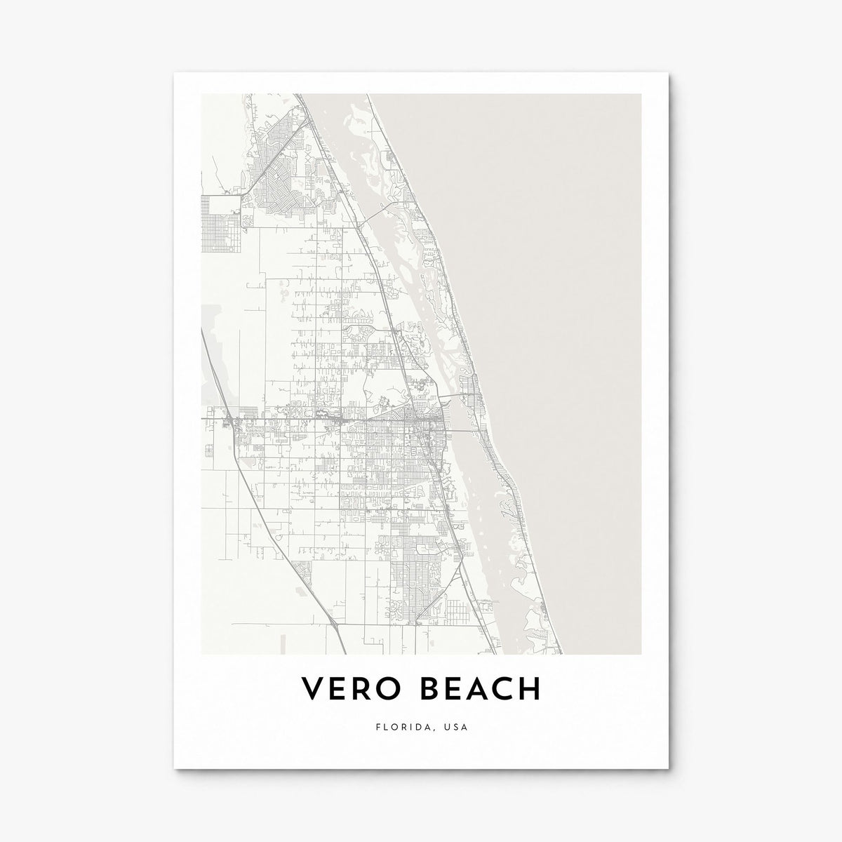 Vero Beach Map Poster, print only (unframed)