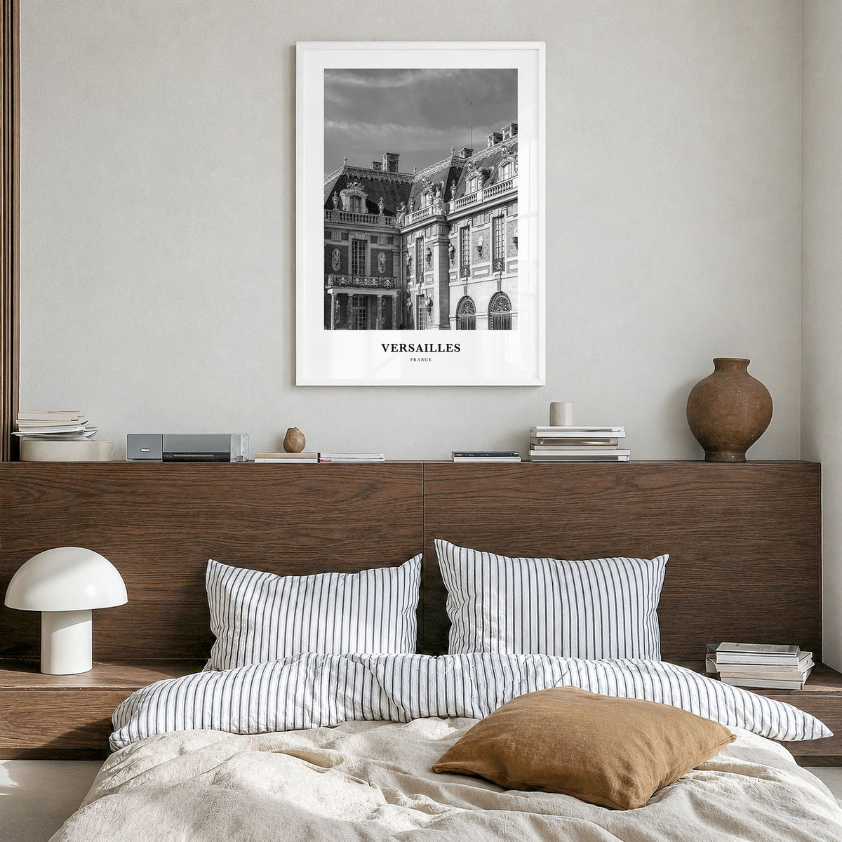 Versailles Classic Poster in a white wood frame, hanging in a bedroom
