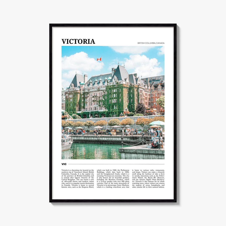 Victoria, Canada colorful travel poster of Canada – vertical wall art, unframed print shown in interior mockup