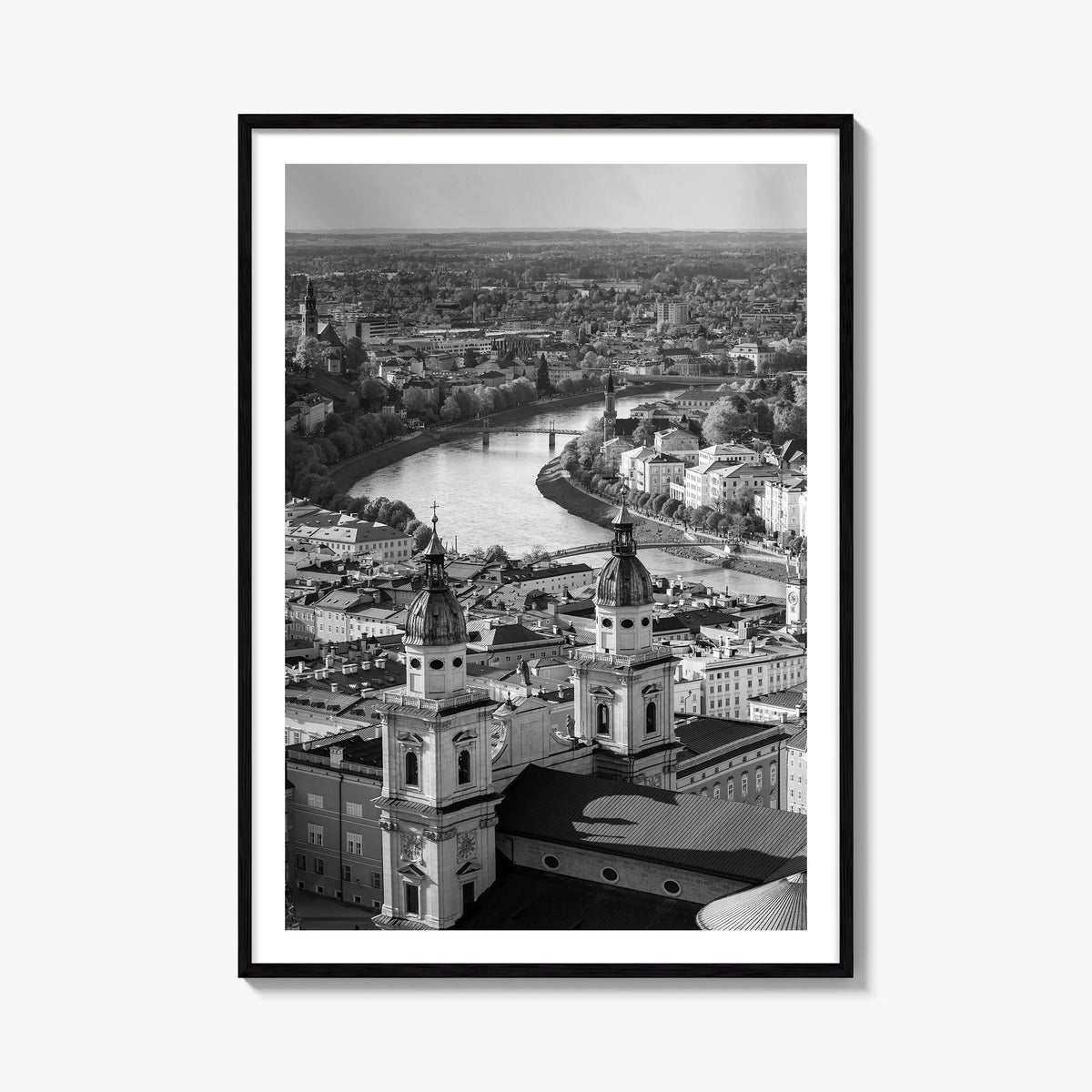 Vienna black & white photo poster of Austria – vertical wall art, unframed print shown in interior mockup