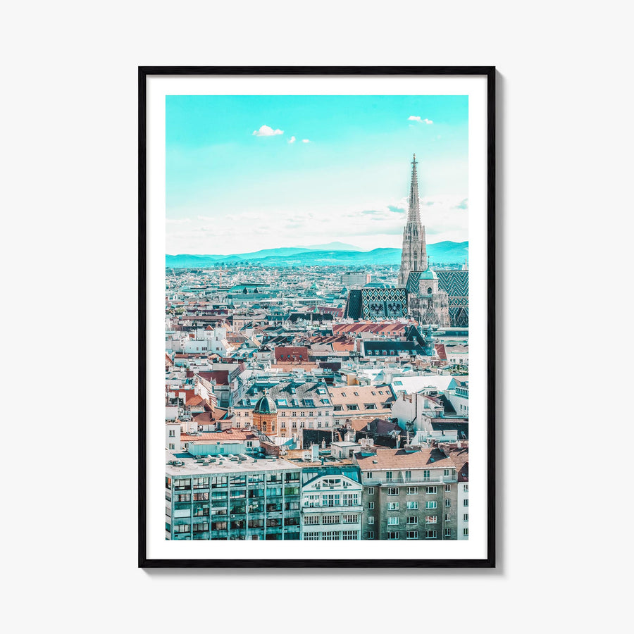 Vienna colorful photo poster of Austria – vertical wall art, unframed print shown in interior mockup