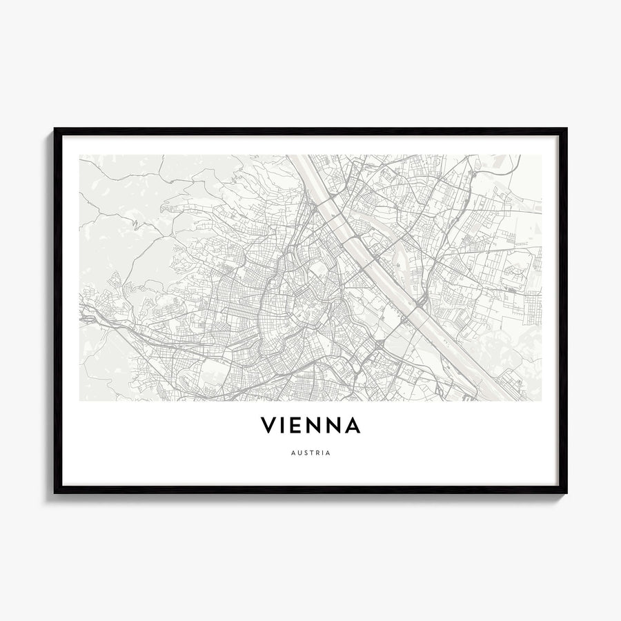Vienna Map Poster, framed poster mockup