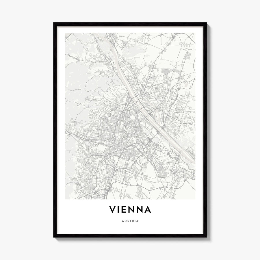 Vienna Map Poster, framed poster mockup