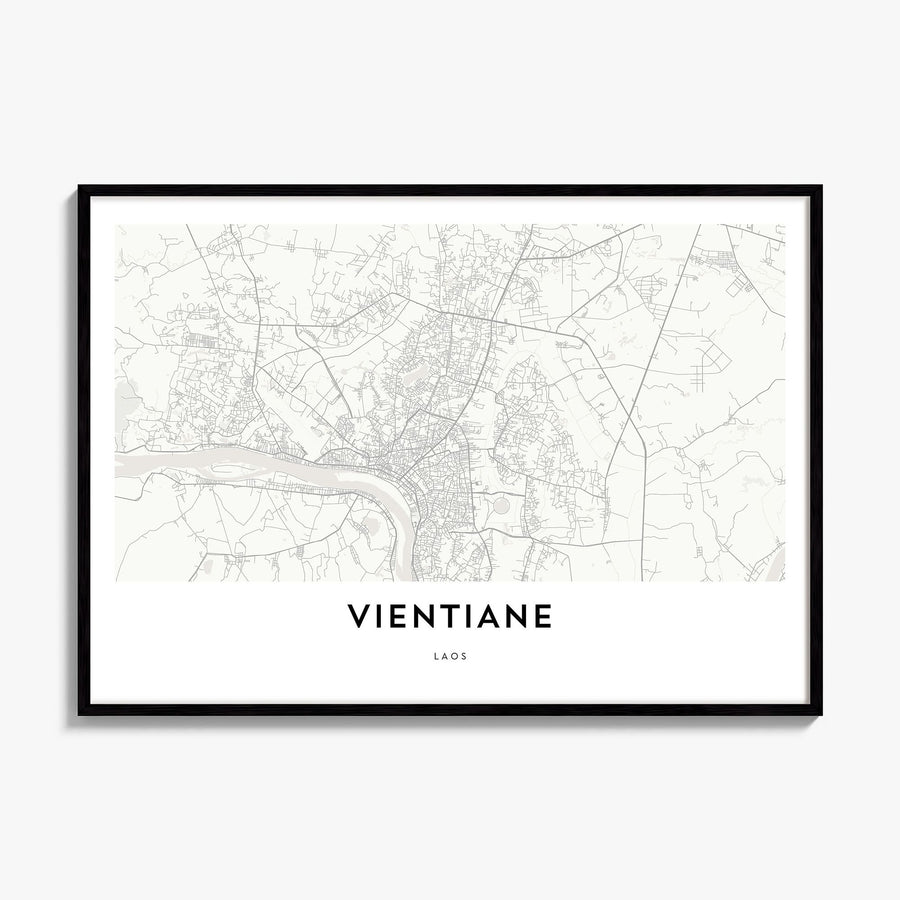 Vientiane Map Poster, framed poster mockup