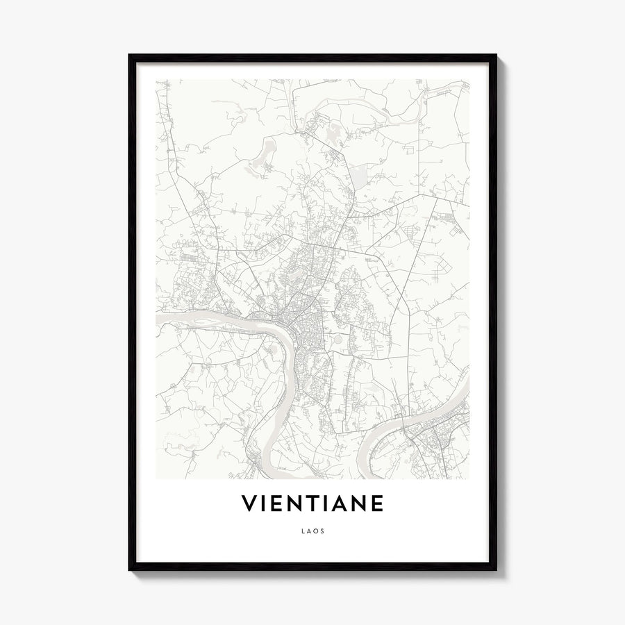 Vientiane Map Poster, framed poster mockup