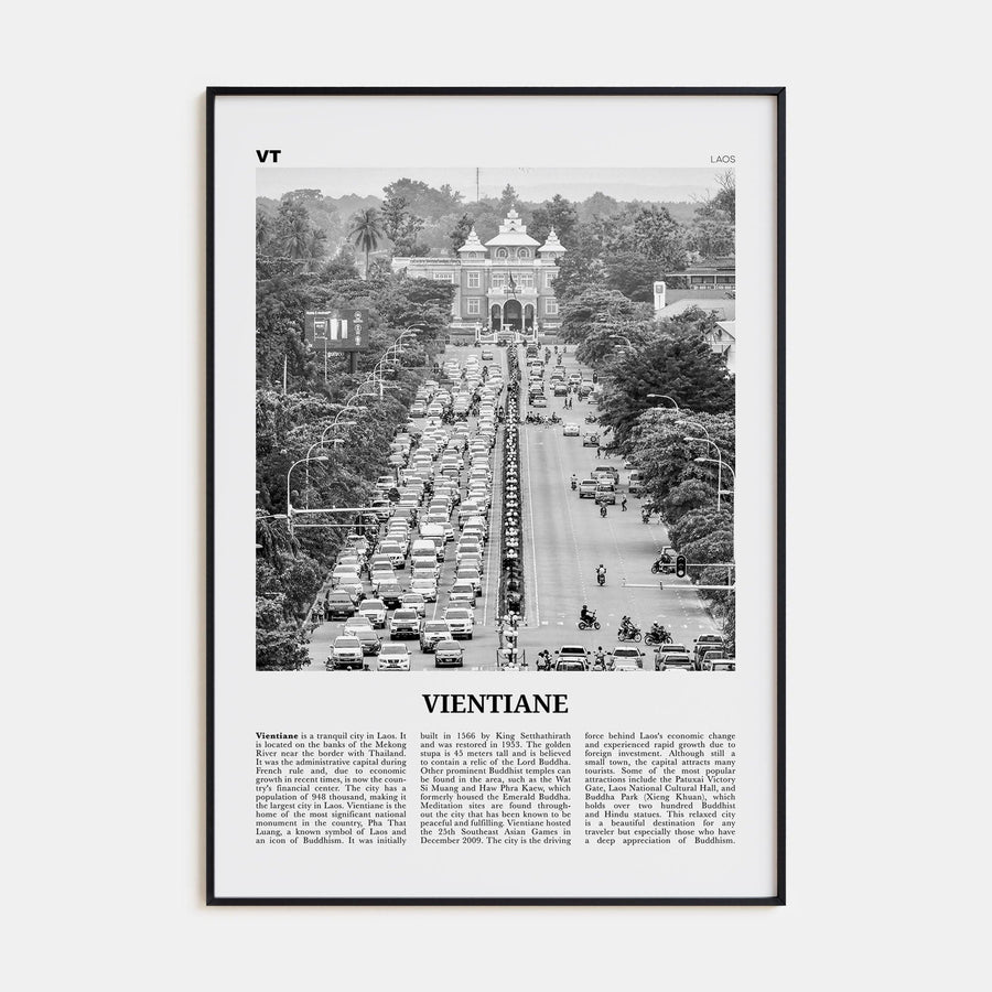 Vientiane Poster Black Metal / 8x12 in Nbourhood Travel B&W Poster