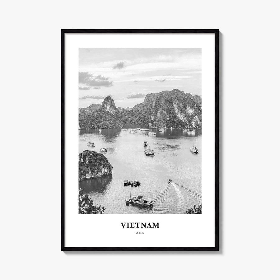 Vietnam no. 3 black & white classic poster of Asia – vertical wall art, unframed print shown in interior mockup