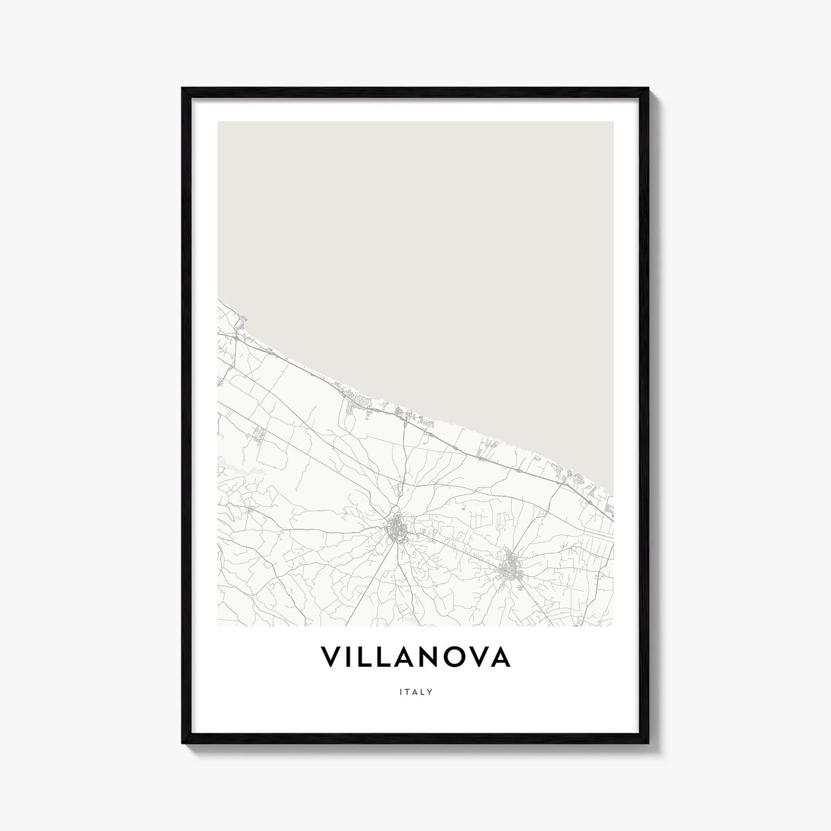 Villanova black & white map poster of Pennsylvania, USA – vertical wall art, unframed print shown in interior mockup