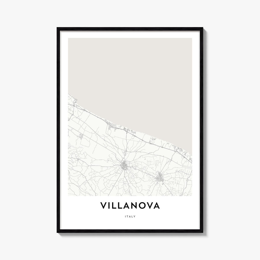 Villanova black & white map poster of Pennsylvania, USA – vertical wall art, unframed print shown in interior mockup