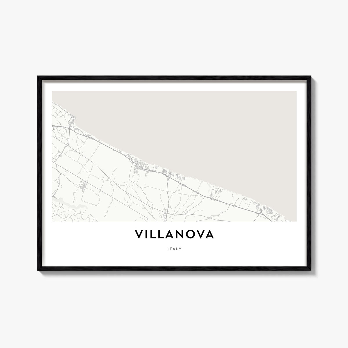 Villanova black & white map poster of Pennsylvania, USA – horizontal wall art, unframed print shown in interior mockup