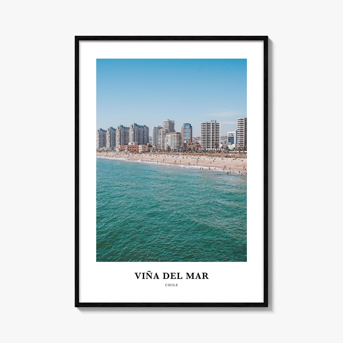 Viña del Mar colorful classic poster of Chile – vertical wall art, unframed print shown in interior mockup