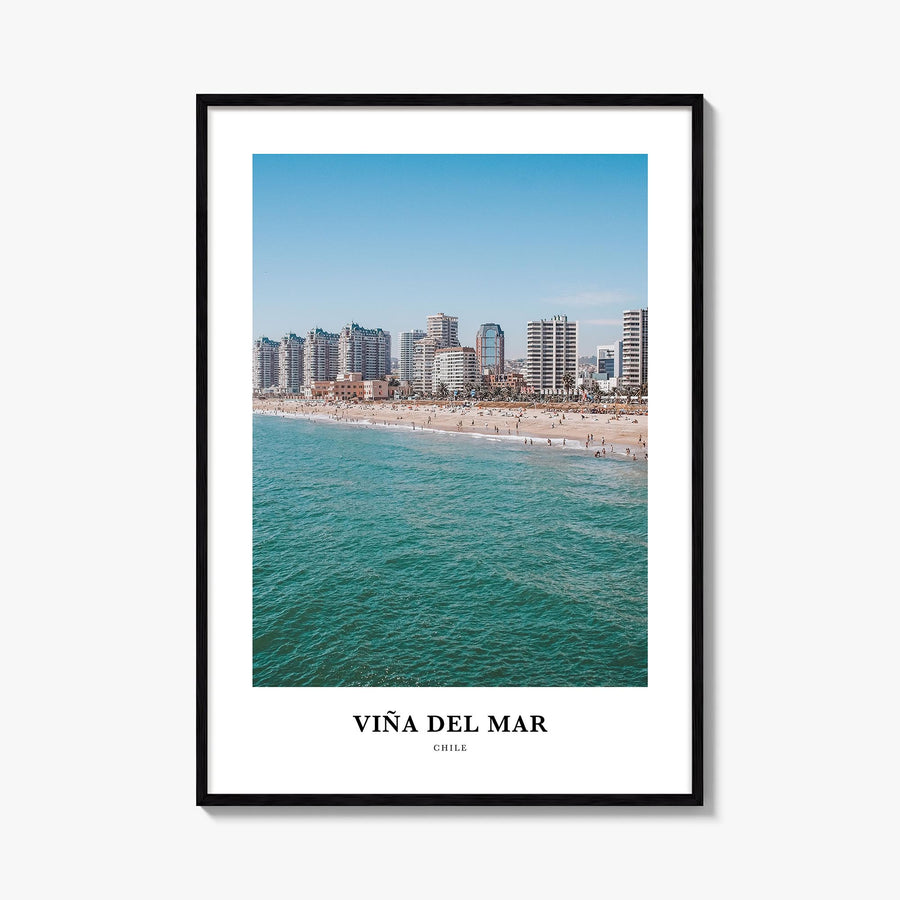 Viña del Mar colorful classic poster of Chile – vertical wall art, unframed print shown in interior mockup