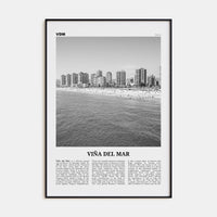 Viña del Mar Poster Black Metal / 8x12 in Nbourhood Travel B&W Poster