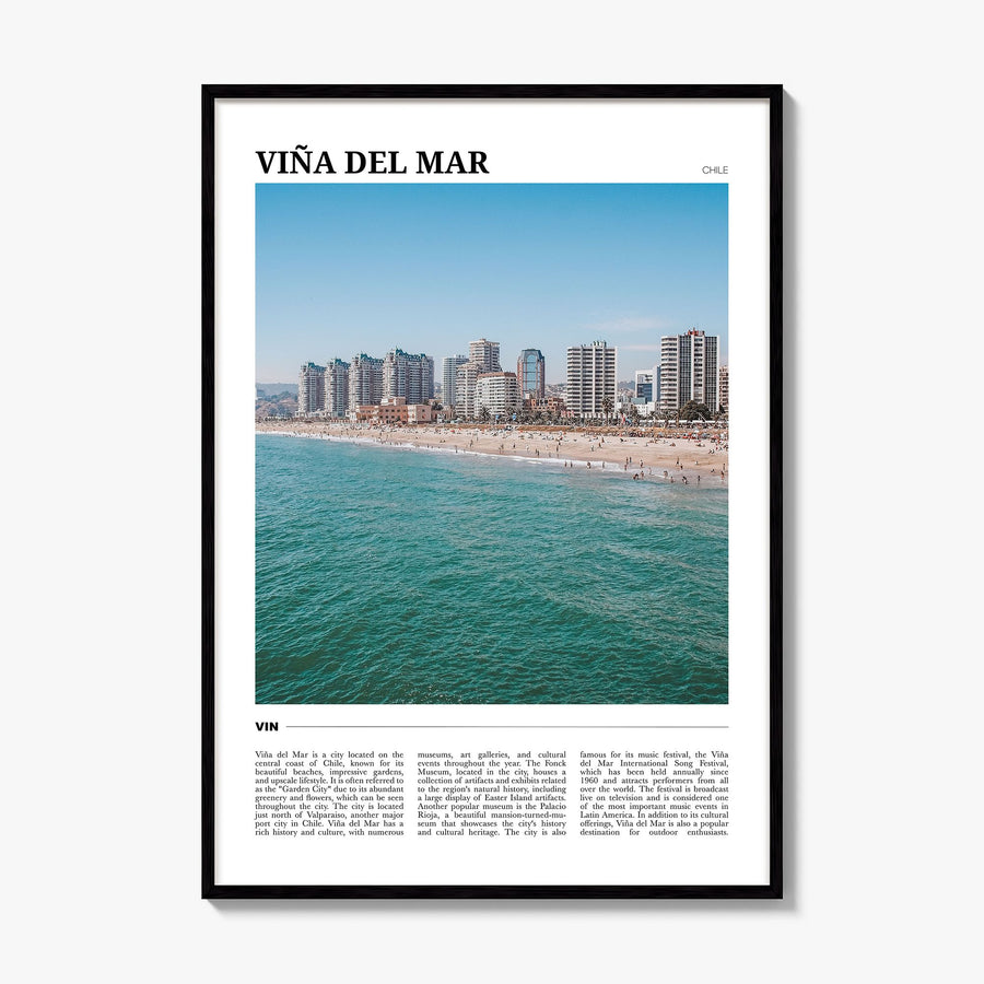 Viña del Mar Travel Poster, framed poster mockup