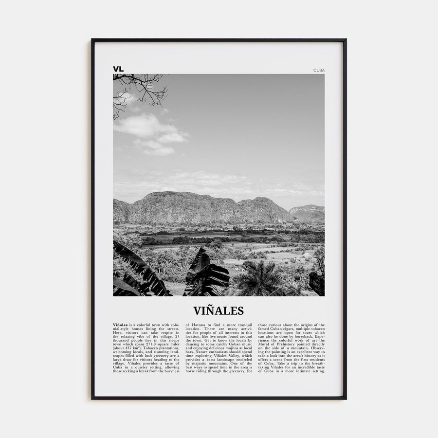 Viñales Poster Black Metal / 8x12 in Nbourhood Travel B&W Poster