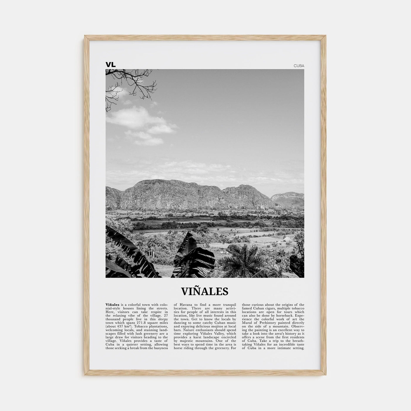 Viñales Poster Natural Wood / 8x12 in Nbourhood Travel B&W Poster