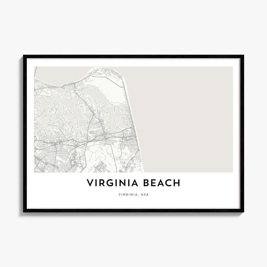 Virginia Beach Map Poster, framed poster mockup