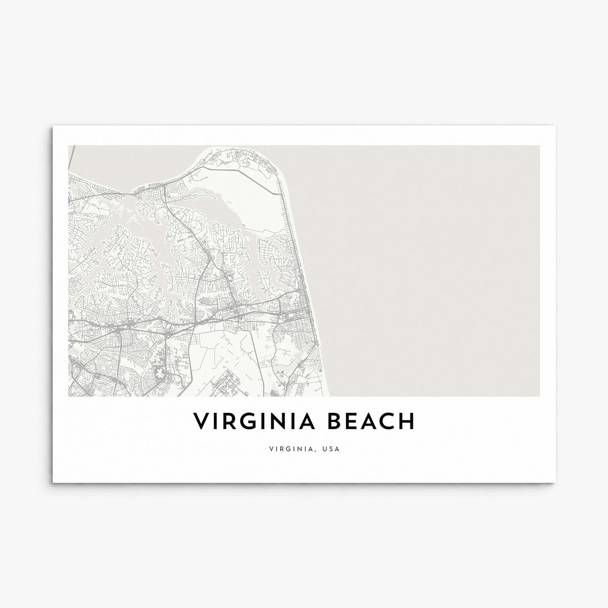 Virginia Beach Map Poster, print only (unframed)