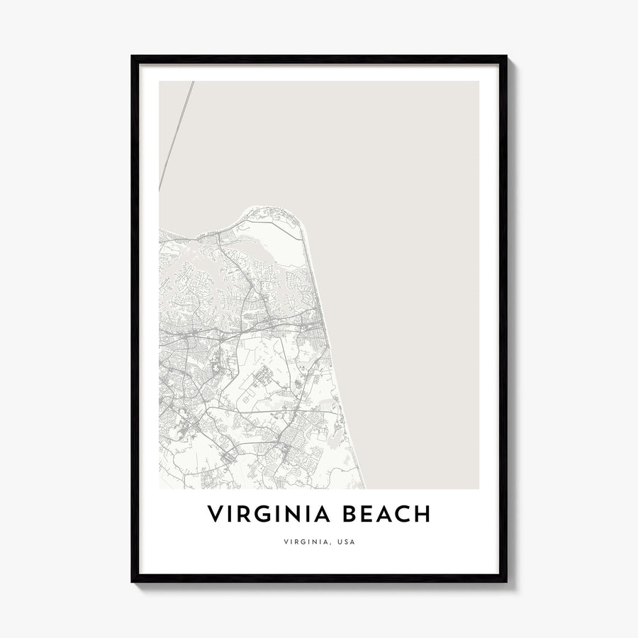 Virginia Beach Map Poster, framed poster mockup