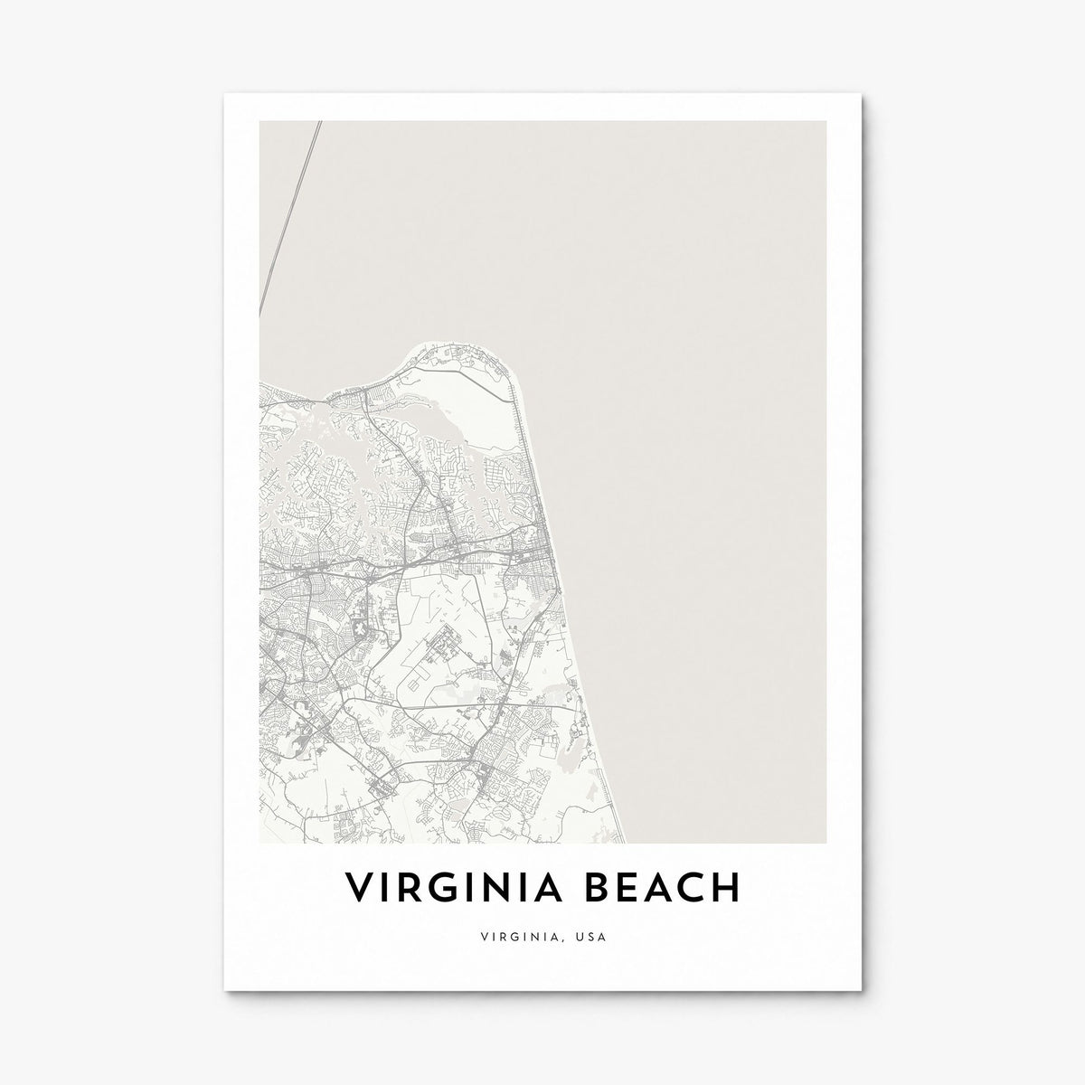 Virginia Beach Map Poster, print only (unframed)