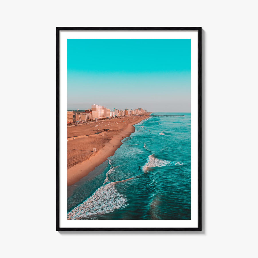 Virginia Beach no. 1 colorful photo poster of Virginia, USA – vertical wall art, unframed print shown in interior mockup