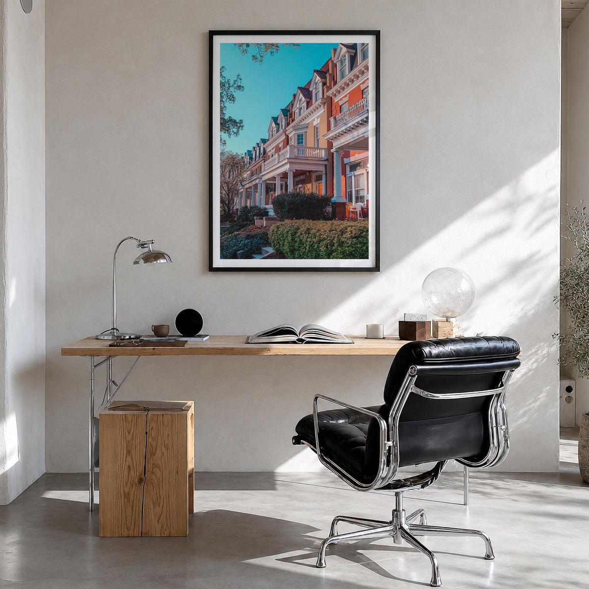 Virginia no. 2 colorful photo poster of United States – vertical wall art in black wood frame with white border, hanging on w