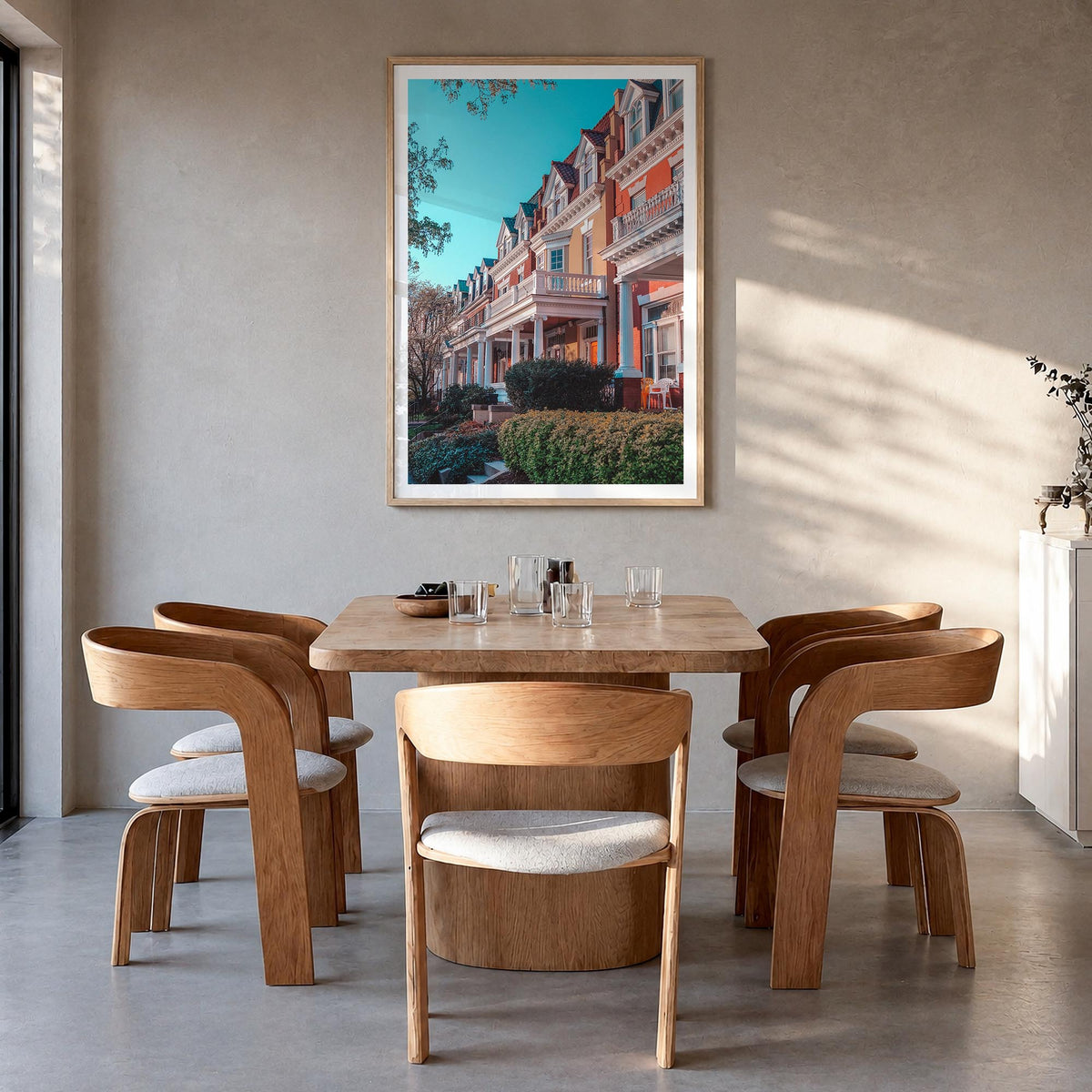 Virginia no. 2 colorful photo poster of United States – vertical wall art in natural wood frame with white border, hanging on