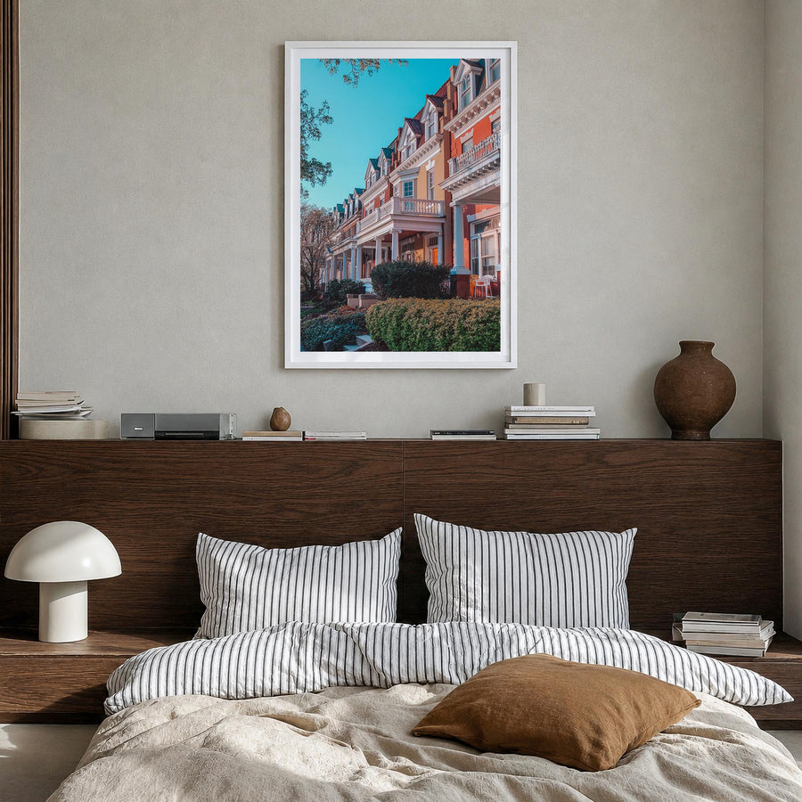 Virginia no. 2 colorful photo poster of United States – vertical wall art in white wood frame with white border, hanging on w