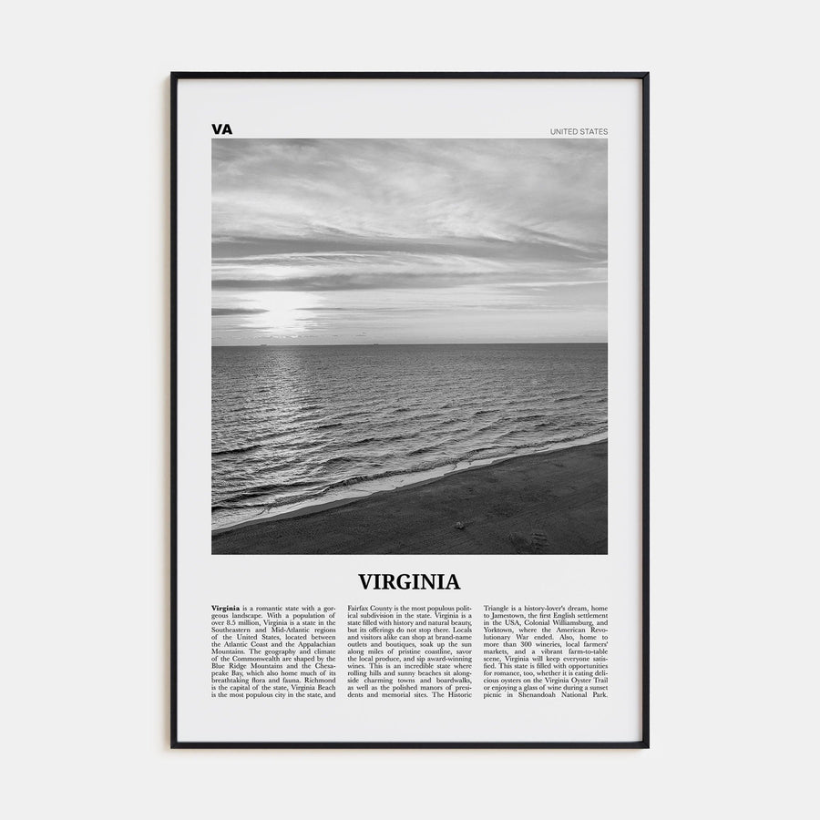 Virginia No 3 Poster Black Metal / 8x12 in Nbourhood Travel B&W Poster