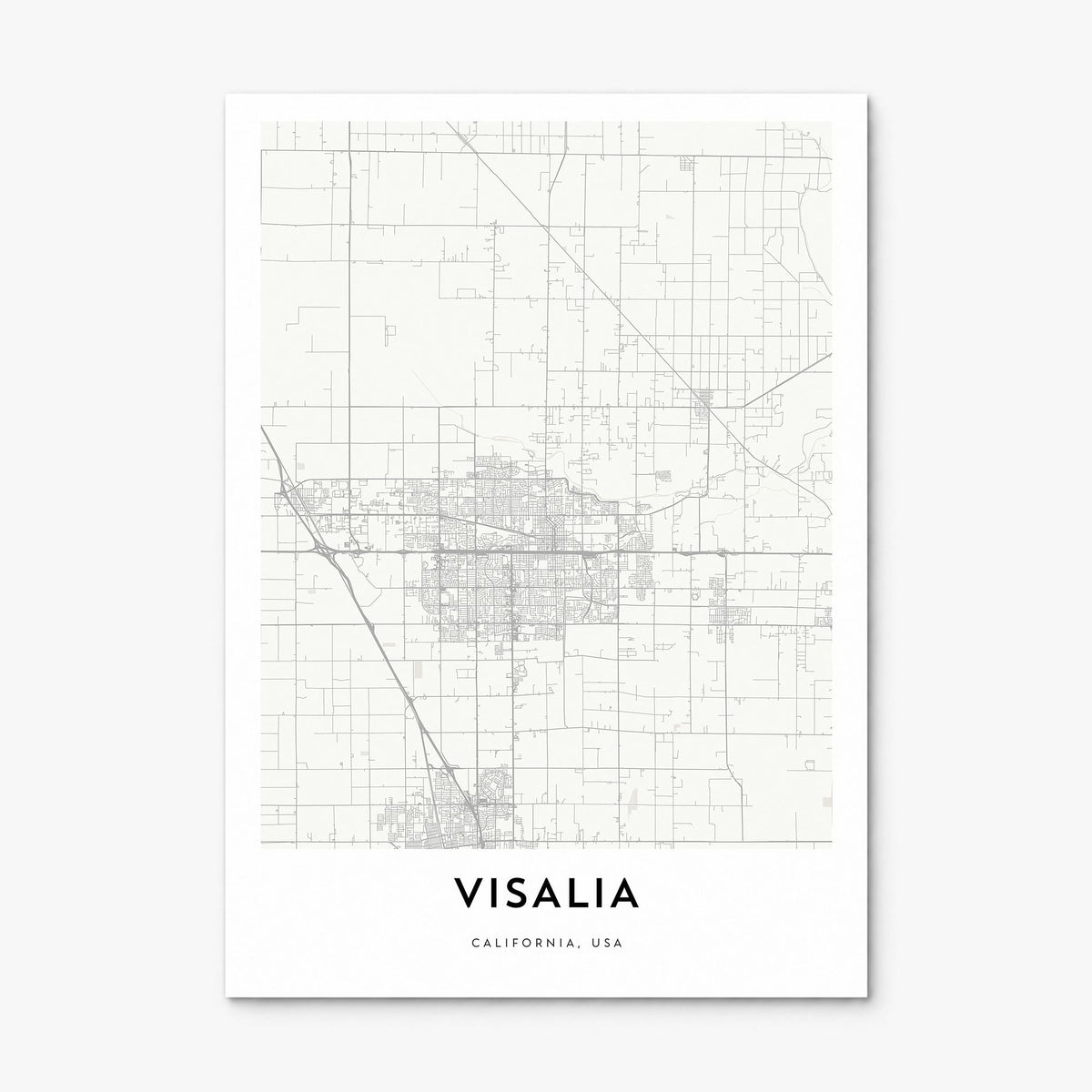 Visalia Map Poster, print only (unframed)
