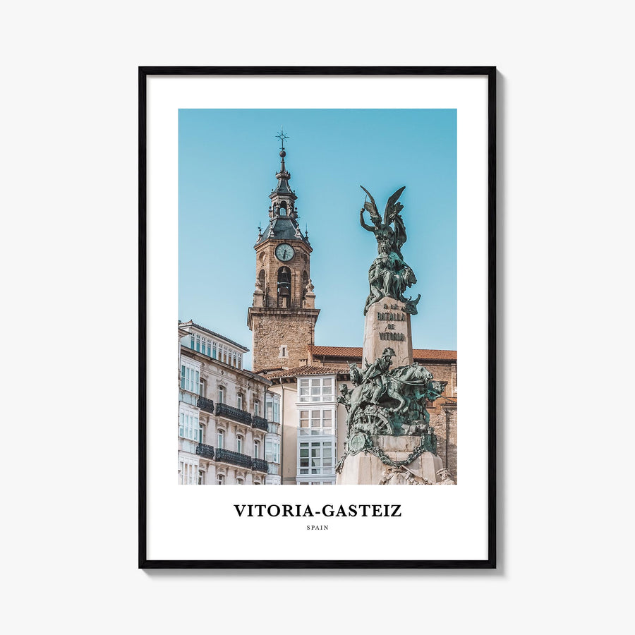 Vitoria-Gasteiz colorful classic poster of Spain – vertical wall art, unframed print shown in interior mockup