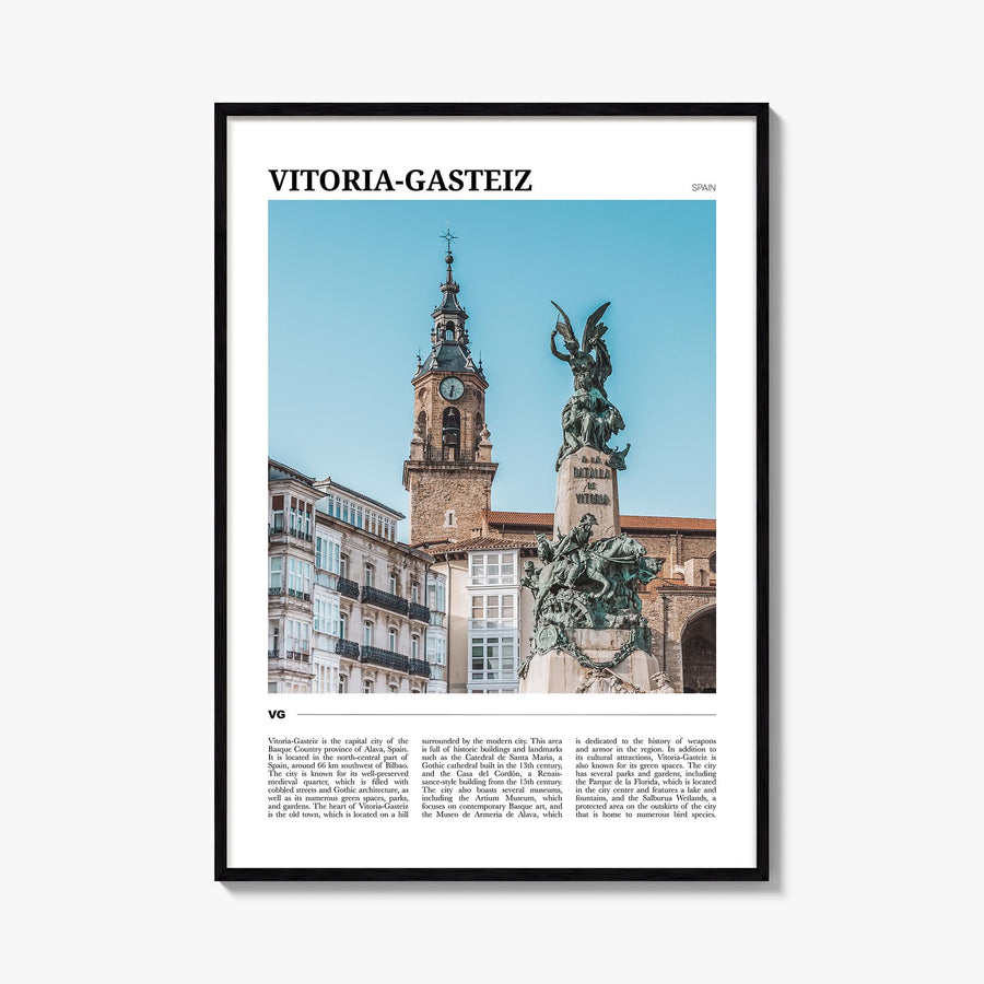 Vitoria-Gasteiz colorful travel poster of Spain – vertical wall art, unframed print shown in interior mockup