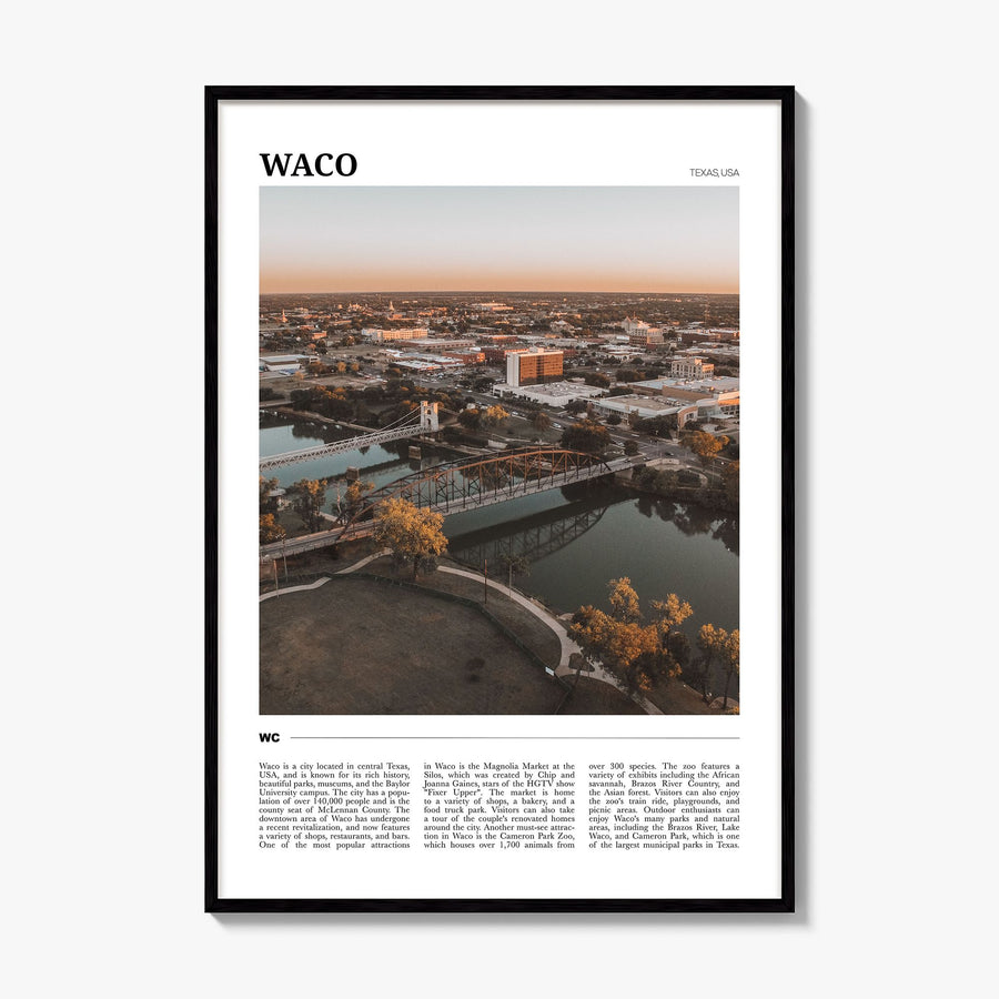 Waco Travel Poster, framed poster mockup