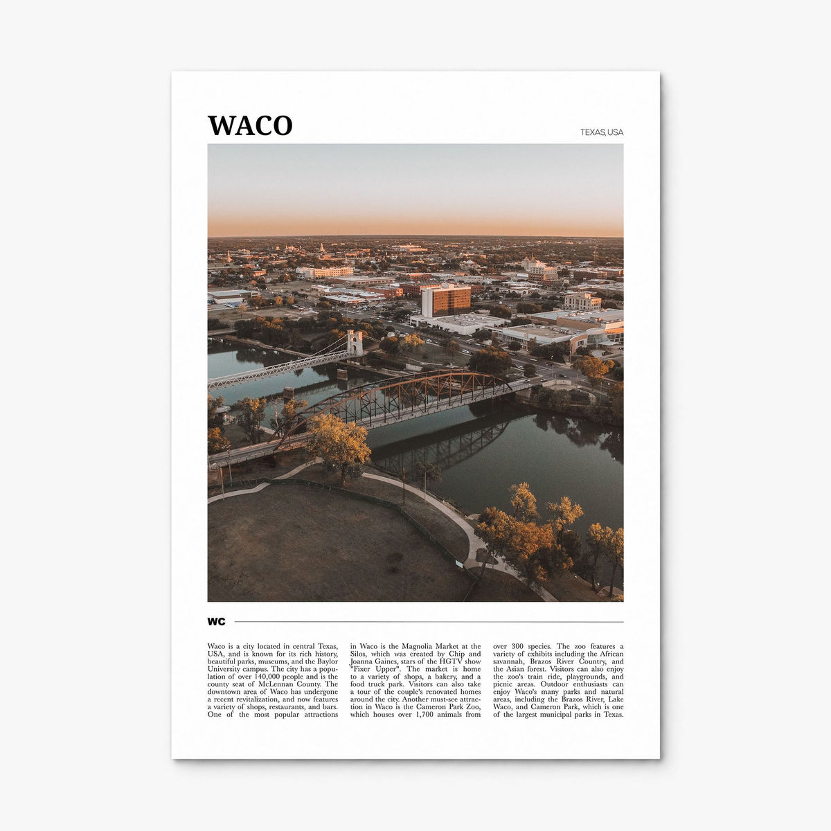 Waco Travel Poster, print only (unframed)