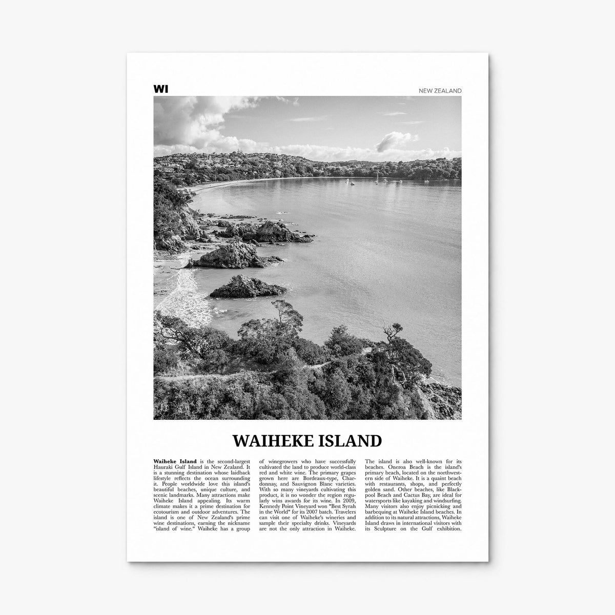 Waiheke Island Newspaper Poster, print only (unframed)
