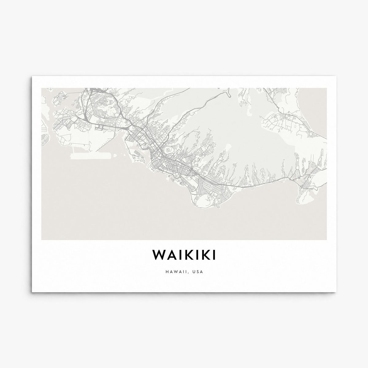 Waikiki Map Poster, print only (unframed)