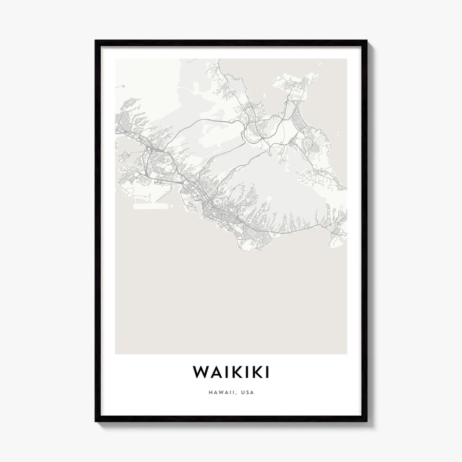 Waikiki Map Poster, framed poster mockup