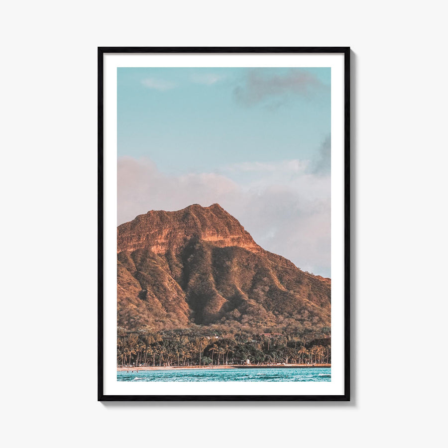 Waikiki no. 2 colorful photo poster of Hawaii, USA – vertical wall art, unframed print shown in interior mockup